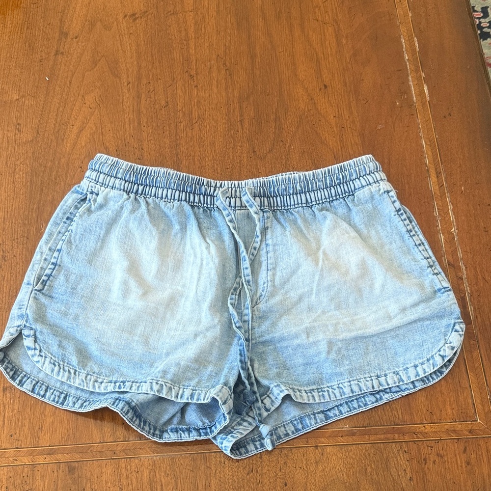 aerie Light Wash Denim Athletic Shorts
